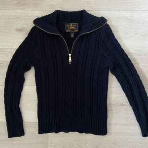 Ralph Lauren Black Cable Knit 1/4 Zip-PM